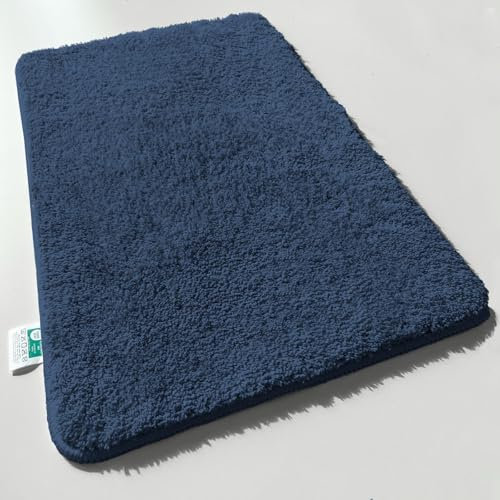 casa pura Badematte blau weicher, Flauschiger Badezimmerteppich in Shaggy Optik, Badvorleger rutschfest waschbar - Duschvorleger, Teppich Fußmatte für Badezimmer, Dusche 80x150 cm, Sky Soft