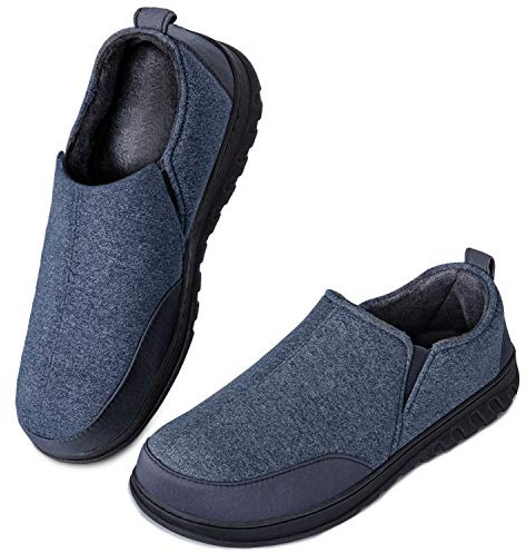 LongBay Men’s Slippers Indoor Outdoor Memory Foam House Shoes Blue, 12-13