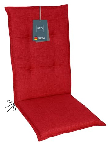 LILENO HOME Coussins pour chaise de jardin [1 pièce – Coussin à dossier haut] Rouge – Chaise longue confortable pour meubles de jardin – Coussin de chaise pour chaises de jardin et chaises pliantes