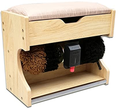 Lucidascarpe automatica a induzione, lucidascarpe per rimozione polvere e decontaminazione, kit spazzole elettriche, cura e manutenzione delle calzature, per lucidascarpe elettrico familiare (quercia