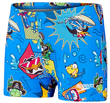 Speedo Learn to Swim Illover I Aquashort Garçon, Bondi/Canary/Cherry Rose, 6-9 M