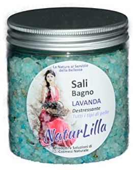 Centisia NaturLilla Sali da Bagno alla Lavanda 300 g – Cristalli di Sale Marino con Olio Essenziale di Lavanda, Aloe Vera e Olio d’Oliva – Rilassanti, Detox, Lenitivi – Aromaterapia Benessere Corpo