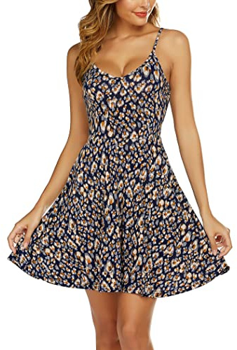 UNibelle Womens Summer Dresses Casual Spaghetti Strap Dress V Neck Floral Dresses Sleeveless Beach Sundress XS-XXL