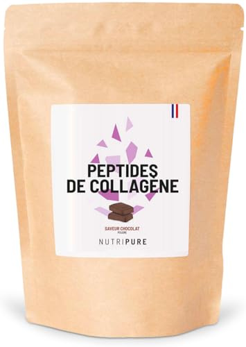 Nutripure | Peptides de Collagène Peptan® Type 1 & 3 | Hydrolysés 90% Protéines | Os & Articulations | Peau, Cheveux & Ongles | Goût Chocolat | Sachet 310 g | 1 Mois | Made in France