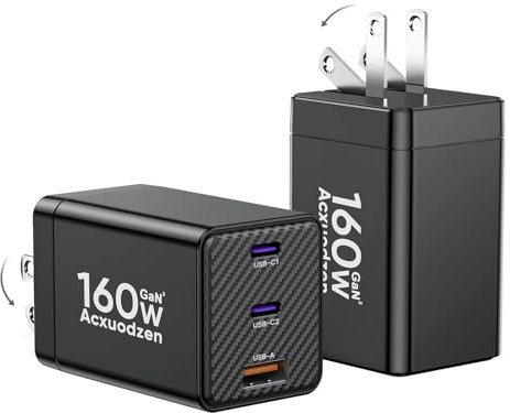 Acxuodzen 2 Pack 160W USB C Charger Block,3 Port GaN Type C Fast Charging