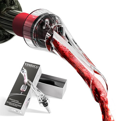 Decanter per Vino Rosso - Aeratore Tappi Bottiglie di Qualità | Versatore Salvagoccia Anti-Goccia, Aperitivo Accessori Sommelier Barman Bar Beccuccio | Idea Regalo Donna Uomo Amici Festa Compleanno