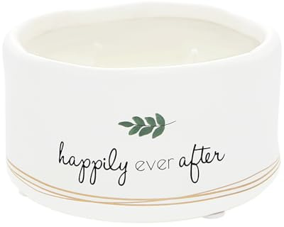 Pavilion Gift Company - Happily Ever After - 8 Ounce Surprise Hidden Message Natural Soy Wax Candle Jasmine Scented, 1 Count, 4.5 x 4.5 x 2.75-inches