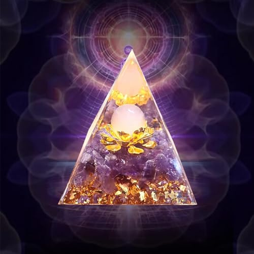 AIBAOBAO Pyramide Orgonite, Pyramide Pierre, Pyramide de Cristal, Cristal Chakra Reiki Ornement pour Décoration Maison, Symbolise Carrière Bonheur Sécurité Santé Cadeau Pyramide(Violet)