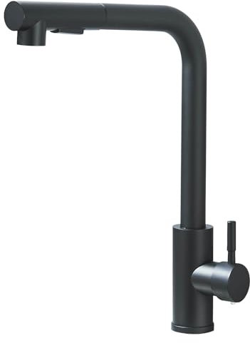 JUNSHENG Miscelatore da Cucina, Monocomando Girevole a 360 Gradi, Nero Opaco