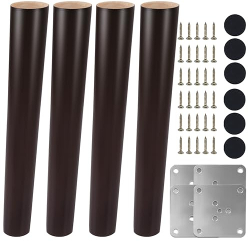 COEWUR 4 Stück Möbelfüße Holz 30cm Walnuss Schräg Möbelbeine Rund Möbelfüsse mit Montageplatten Schrauben Filzgleiter Konische Schrankfüße aus Massivholz Beine für Möbel Sessel Sofa Schrank Bett Couch