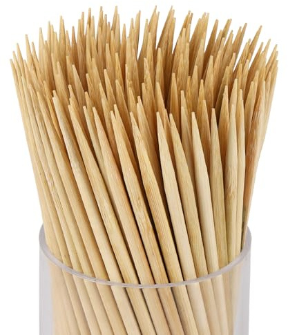 200 PCS Bamboo Skewers 6 Inch Wooden Skewer for BBQ，Appetizers, Fruit, Kebabs, Chocolate Fountain, Mini Burger, Sausage, Cocktail Picks for Drinks