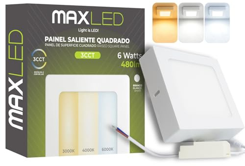 Maxled, Light is Led! 6W LED Taklampa Platt Rektangulär 480LM 120mm 3CCT 3000K Varmvit 4000K Dagsljusvit 6000K Kallvit Modern Badrumslampa Tak för Kök Hall Badrum Källare Badrum 85V-265V