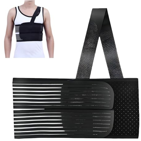 KAFZEL 1 Pièce Per... dos hommee, Ceinture pour Côte Cassée, Sangle Cage Thoracique Nervurée, Bandage Nervuré Cassé, Ceinture Élastique pour les Côtes(Noir, L), Facile à utiliser