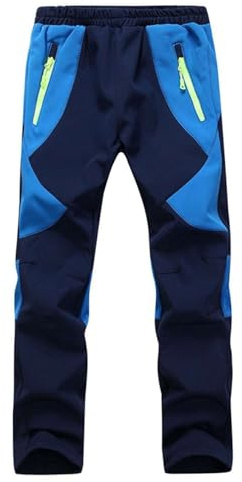Echinodon Kinder Softshellhose mit Fleecefütterung Wasserdicht Winddicht Atmungsaktiv Warm Regenhose Jungen Mädchen Trekkinghose Skihose Blau S