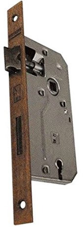 Serratura da infilare bordo quadro bronzato per porte interne 35 mm patent
