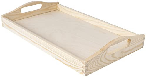 Creative Deco Grande Bandeja de Madera | con Manijas | 39,5 x 24 x 6,3 cm | para Servir Desayuno Comida Cafe y Postres Decoración de Cocina, Salón y Comedor