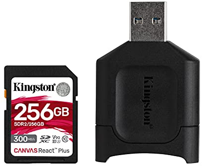 Kingston MLPR2/256GB SD Card + Card Reader (256 GB SDXC React Plus SDR2 + MLP SD Reader)