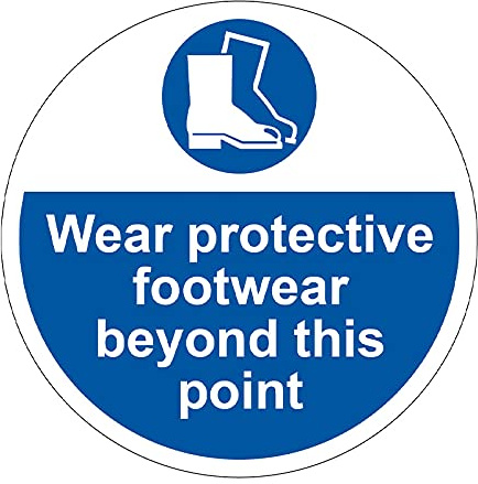 400mm Self-Adhesive Wear Protective Footwear Beyond This Point Floor Sticker - Durable Anti-Slip Vinyl PPE Safety Sign for Industrial & Construction Sites