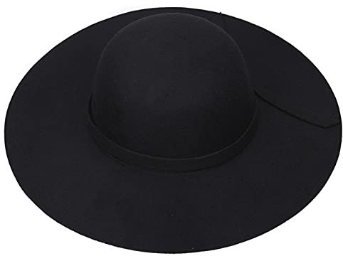 VPbao Filzhut mit breiter Krempe, Fedora-Hut, für Damen, Schlapphut, Derby, Kirche, Partyhüte faltbar, Erwachsene Schwarz, Einheitsgröße, VPb2021080910II