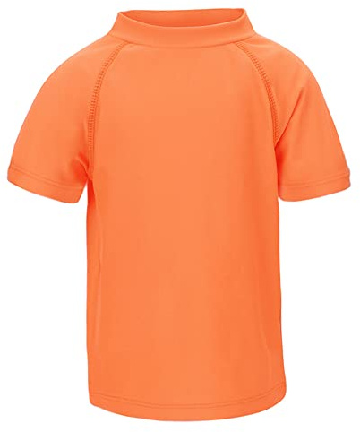 LACOFIA T-Shirt de Bain à Manches Courtes pour Garçons Maillots de Bain UPF 50+ Protection Solaire pour Enfants Séchage Rapide Bleu Orange 11-12 Ans