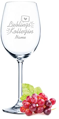 GRAVURZEILE Leonardo Weinglas mit Gravur - Lieblings Kollegin - Personalisiert mit Namen - Schönes Geschenk für die beste Arbeitskollegin - Geeignet für Rotwein & Weißwein - Farbe Daily