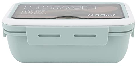 Scomparto portapranzo scatola per adulti 1100ml 2 scomparti con supporto per telefono cucchiaio bacchette per la scuola (verde)