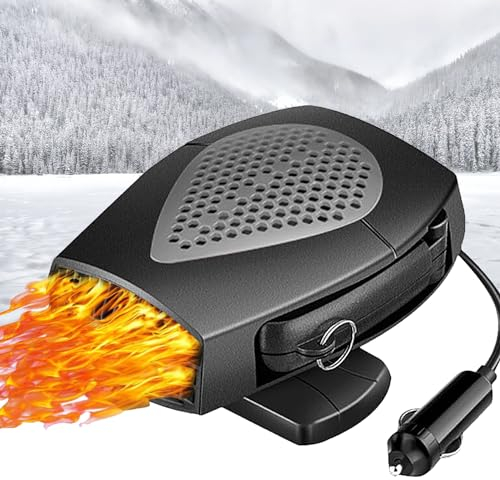 WANYIG 12V Riscaldatore Portatile per Auto 150W Riscaldamento per Auto aggiornato per sbrinamento Demister 2 in 1 Ventola di Raffreddamento per Auto (Nero + Grigio)