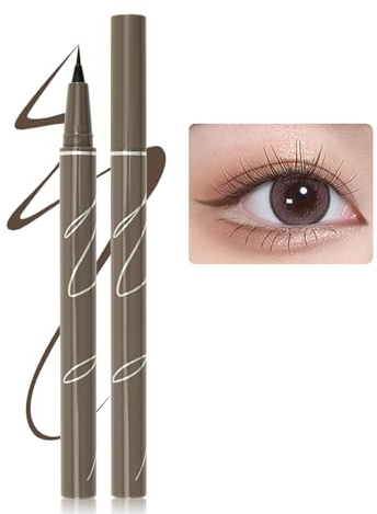 Erinde Gray Brown Liquid Eyeliner - High Precision, Flüssiger Grau Ink Eyelinerstift, Professional Wasserfest Eyeliner Pen, Langanhaltend Eye Liner Stift, Schnelltrocknende Koreanisch Augen Makeup
