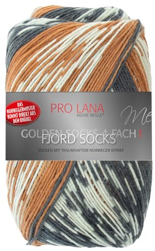 Frida's Wollhaus Pro Lana 100 g Golden Socks 4 hebras Garn para calcetines de lana Fjord, 16 colores (187 | Curry)