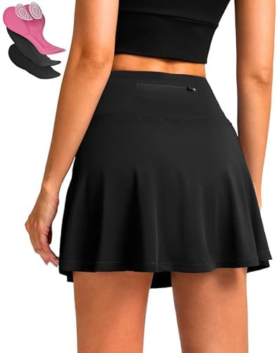 Women's Cycling Skirts 4D Padded Bike Shorts with Pockets High Waist Biking Skort for Road Mountain Bicycle Riding(Black S)