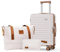 SHOWKOO Koffer Klein Leicht Hartschale 100% Polycarbonate Haltbar Reisekoffer mit Rollen Hartschalenkoffer Set Trolley Handgepäck Enthält 1 Reisetasche und 1 Kulturbeutel, M-Beigeweiß