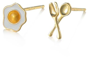 Pendientes de plata de ley 925 Huevo frito - Perfectos para mujeres y niñas, el regalo ideal. (Huevo frito)