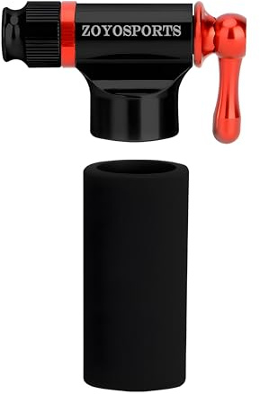 ZOYOSPORTS CO2-Fahrrad-Reifenfüller, schnell und einfach, Fahrradreifenpumpe für Straße und Mountainbike, mit isolierter Hülle, passend für Presta- und Schrader-kompatibel, CO2-Fahrradpatronen nicht