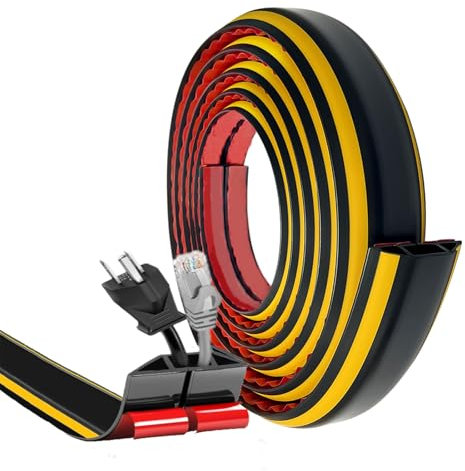 MeYuxg 2 m kabelkanal golv, självhäftande kabelkanal, PVC flexibla kabelkanaler, lätt att skära kabelkanal, kabelbro, golv för alla hushåll, kontor, skolor, lagerhallar