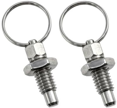 Lot de 2 poussoirs à ressort avec anneau de traction, goupille de sécurité en acier inoxydable, goupille de verrouillage rétractable pour installations industrielles (M6)