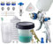 HVLP Lackierpistole Druckluft Spritzpistole Sprühpistole 3 Düsen 1,4 mm, 1,7 mm, 2,0 mm Farbsprühsystem Mit Einweg Mischbecher Enthalten 10 Stück 600ML Deckel und Innenbecher Druckregler Kits (Blau)