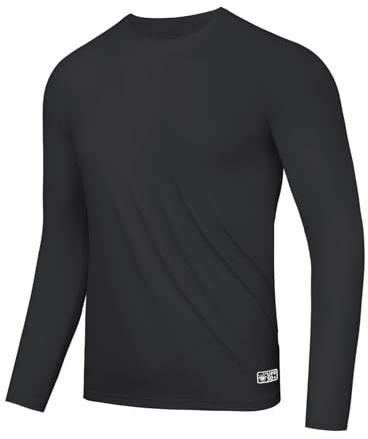 AMZSPORT UV T-shirt herr Rashguard UPF 50 långärmad kortärmad T-shirt solskydd andningsbar snabbtorkande skyddande T-shirt för fiske, surfing, vandring, cykling, 123034-svart, XL