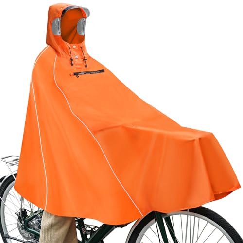 Andake Poncho de pluie imperméable pour vélo, unisexe, taille unique, Orange