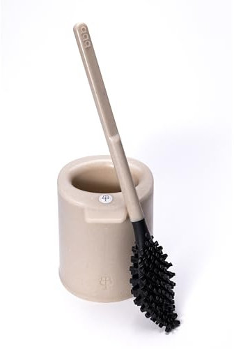 Biom Paris – Brosse WC Innovante Hygiénique sans Poils avec Support – Brosse Toilette Anti-Goutte, Antibactérienne - Balai WC Design, Reste Propre – 100% Fabriqué en France