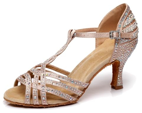 Miyoopark dam latin dansskor klack med strass kväll bröllop sandaler skor