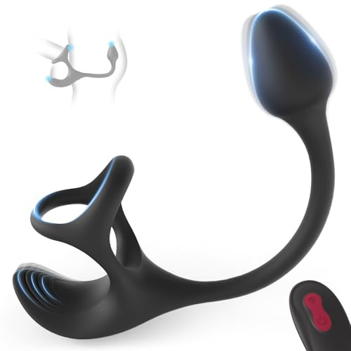 Tracy's Dog Prostate Massager Vibrating Cock Ring, Anal Sex Toys for Men Butt Plug Vibrator with 9 Speed, Penis Ring Vibrator for Testicle Massage, Remote P-Spot Stimulator for Solo Couple, Nexring