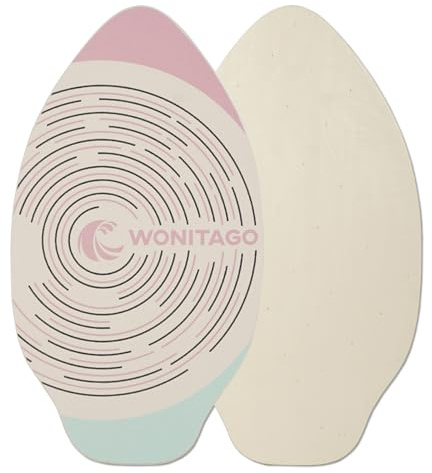 LINGVUM Skimboard with EVA Grip Pad and High Gloss Clear Coat, Wooden Skim Boards for Kids Young and Adults, 35 in, Pink&Teal