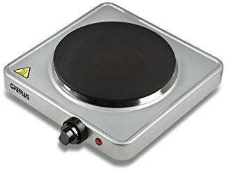 G3 Ferrari G10121 Caldone Piastra Portatile Elettrica, 1500W, 5 livelli di regolazione temperatura, Piastra in ghisa 18.5 cm, Potente e versatile ideale per campeggio, Spia di accensione, Argento