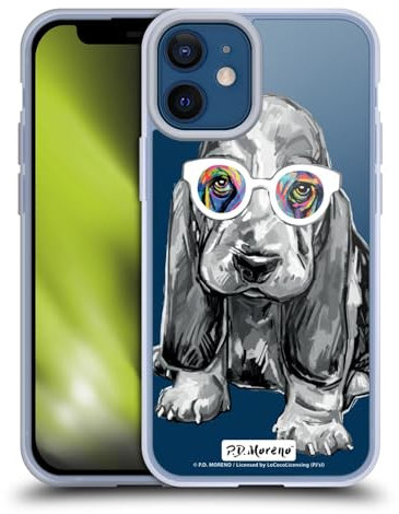 Head Case Designs Officially Licensed P.D. Moreno Basset Hound Black And White Dogs Gel Case [Military Grade Protection] Compatible with Apple iPhone 12 Mini and Compatible with MagSafe