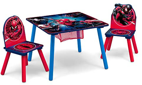 Delta Children Marvel Spider Man Kids Table Set with Storage (2 Chairs Included) Greenguard Gold Certified, Onesize, Blue/Red