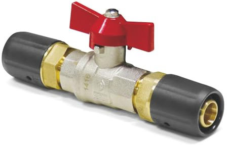 Sanpro Steckfitting - Kugelhahn + rotem Flügelgriff (Heizung), Größe 16x2 (kugelhahn Verbundrohr flügelgriff rot STECKFIT THPRESS)