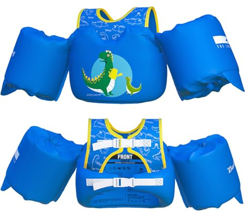 Dark Lightning Coast Guard Approved Kids Life Jacket/Toddler Swim Vest,Toddler Floaties Boys and Girls Age 2/3/4/5/6/7 Years Old, 30-50 Pounds Children Water Wings Arm Floaties (Dinosaur)