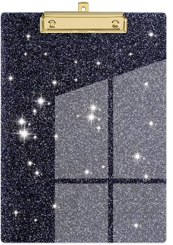 Piasoenc Porte-blocs en acrylique, Porte-blocs à paillettes, Porte-blocs format lettre standard, Format A4 12.5 x 9, Porte-blocs à confettis pour femmes, Gold Fournitures de bureau et accessoires