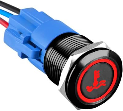 ETOPARS Nero Guscio19mm Interruttore a Pulsante 12V 5A Interruttore a Levetta per Auto Impermeabile Metallo Interruttore a Bilanciere con Filo Rosso Luce Temp Acqua