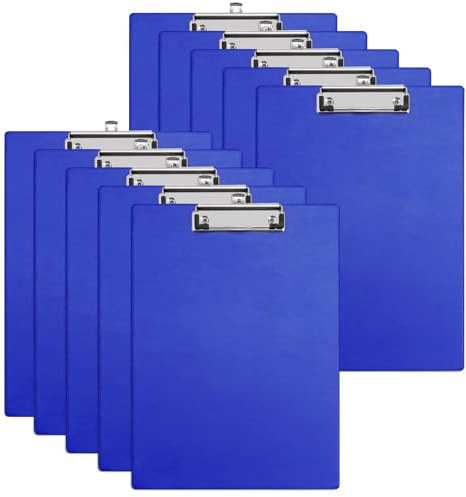 Srvnpioy Lot de 10 Porte-bloc A4 en en PVC et carton, Bleu, pour Bureau, Hôpital, Restaurant, Entrepôt